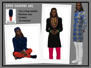Sims 4 — EP03 Dashiki (M) by sims4sue — A recolour of the male tunic outfit from City Living in african-inspired