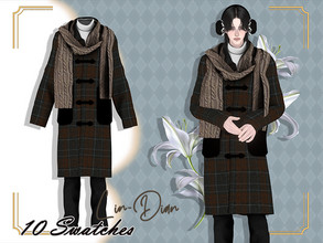 Sims 4 — Heavy Coat And Scarf by LIN_DIAN — - New Mesh. - ALL Lods. - 10 Swatches. - Normal MAP.