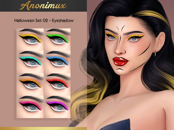 Sims 4 — Halloween Set N2 - Eyeshadow by Anonimux_Simmer — - 8 Shades - Compatible with the color slider - BGC - HQ -