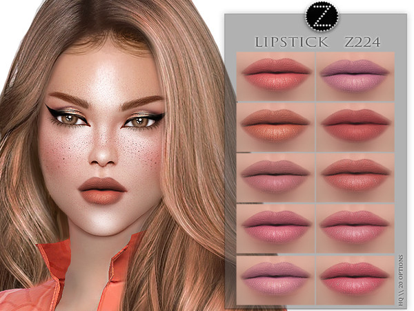 Sims 4 — LIPSTICK Z224 by ZENX — -Base Game -All Age -For Female -20 colors -Works with all of skins -Compatible with HQ