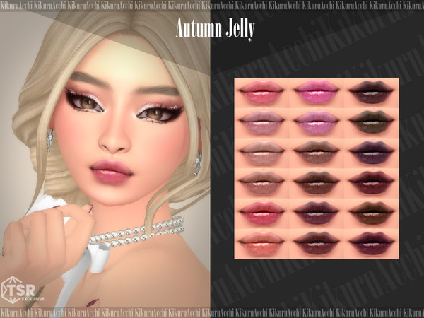 Sims 4 — Autumn Jelly Lipstick by Kikuruacchi — - It is suitable for Female and Male. ( Teen to Elder ) - 18 swatches -