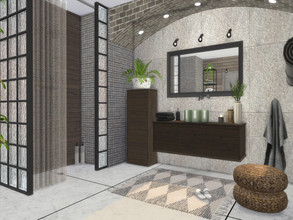 Sims 4 — Leox Bathroom by Suzz86 — Leox is a fully furnished and decorated bathroom. Size: 6x5 Value: $ 9,900 Short Walls