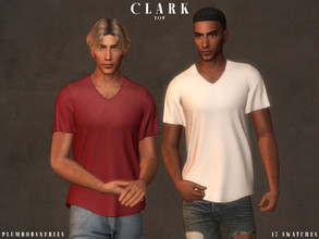 Sims 4 — CLARK | top by Plumbobs_n_Fries — Short Sleeve V-Neck T-Shirt New Mesh HQ Texture Male | Teen - Elders Hot