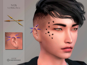 Sims 4 — Nox V2 Piercings (Right Side) by Suzue — -New Mesh (Suzue) -10 Swatches -For Female and Male -HQ Compatible 