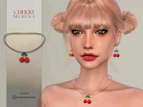 Sims 4 — Cherry Necklace by Suzue — -New Mesh (Suzue) -8 Swatches -For Female -HQ Compatible