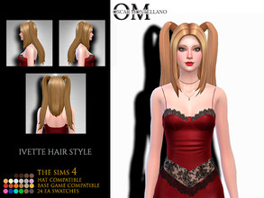 Sims 4 — Ivette Hair Style by Oscar_Montellano — All lods Hat compatible 24 ea swatches BGC