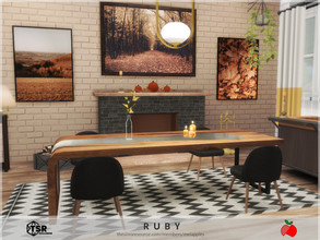 Sims 4 — Ruby - dining by melapples — an autumn/fall themed dining room with a bar. enjoy! 6x7 $ 8499 medium walls