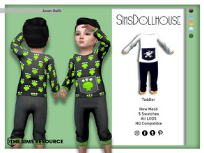 Sims 4 — Jason Outfit by SimsDollhouse — Space inspired top and pants for sims 4 toddlers. Space prints include an
