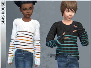Sims 4 — KIDS STRIPED SWEATER by Sims_House — KIDS STRIPED SWEATER 7 options. Children's knitted sweater with stripes for