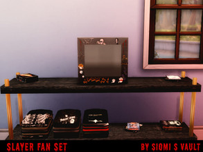 Sims 4 — Slayers fan Dresser by siomisvault — I made this dresser that comes with those horror fan t-shirts hope you like