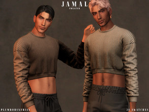 Sims 4 — JAMAL | sweater by Plumbobs_n_Fries — Crop Wool Sweater New Mesh HQ Texture Male | Teen - Elders Hot Weather