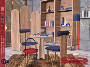 Sims 4 — Devora Dining by soloriya — A set of furniture for dining rooms. Includes 10 objects: --cabinet, --chair,