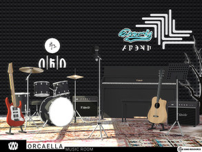 Sims 4 — Orcaella Music Room by wondymoon — Orcaella musical instruments and music room decorations. Functional guitars,