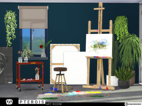 Sims 4 — Pterois Art Room by wondymoon — Art room furnitures and decorations stained with paint for your painter Sims;