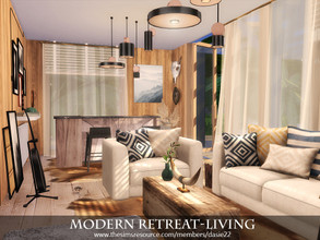 Sims 4 — Modern Retreat-Living by dasie22 — Modern Retreat-Living is a contemporary, elegant room in natural materials.