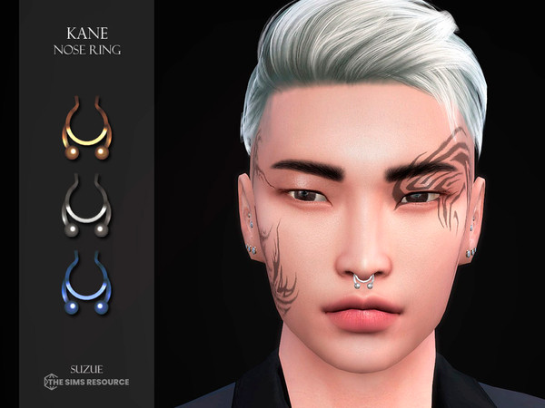 Sims 4 — Kane Nose Piercing by Suzue — -New Mesh (Suzue) -10 Swatches -For Female and Male (Teen to Elder) -HQ Compatible