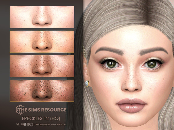 Sims 4 — Freckles 12 (HQ) by Caroll912 — A 4-swatch soft nose and cheek freckles. They are suited for Teens to Elders and