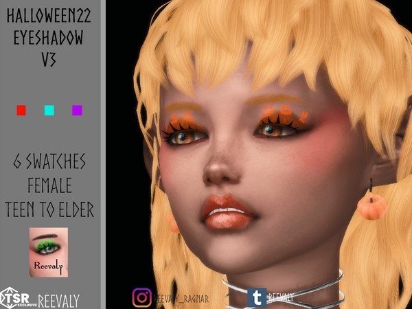Sims 4 — Halloween22 Eyeshadow V3 by Reevaly — 6 Swatches. Teen to Elder. Female. Base Game compatible. Please do not