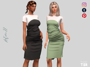Sims 4 — Combined dress - DR463 by laupipi2 — Enjoy this new combined midi dress -New custom mesh, all LODs -Base game