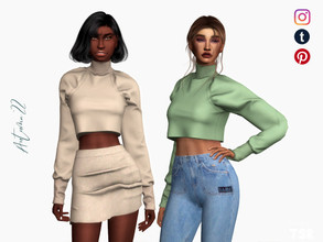 Sims 4 — Knit sweater - TP464 by laupipi2 — Enjoy this new cropped knit top :) -New custom mesh, all LODs -Base game