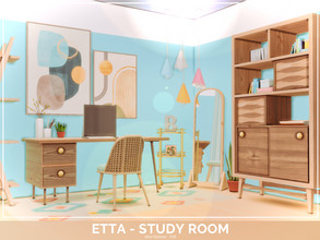 Sims 4 — Etta Study room - TSR only CC  by Mini_Simmer — Room type: Study room Size: 5x4 Price: $6,558 Wall Height: Short