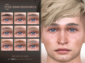Sims 4 — Brows 20 (HQ) by Caroll912 — A 9-swatch bushy eyebrows in in different tones of black, brown, auburn, grey and
