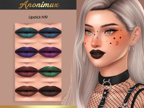 Sims 4 — Lipstick N19 by Anonimux_Simmer — - 8 Swatches - Compatible with the color slider - BGC - HQ - Thanks to all CC