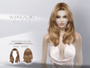 Sims 4 — WINGS-ER1030-Smooth medium long hair by wingssims — Colors:15 All lods Compatible hats Make sure the game is