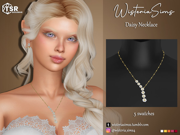 Sims 4 — Daisy Necklace by WisteriaSims — **FOR WOMAN **NEW MESH *TEEN TO ELDER - Necklace Category - 5 swatches - Base
