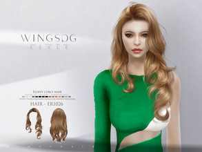 Sims 4 — WINGS-ER1026-Fluffy curly hair by wingssims — Colors:15 All lods Compatible hats Make sure the game is updated