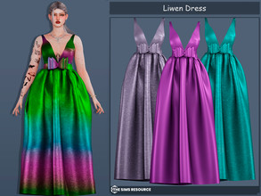 Sims 4 — Liwen Dress by couquett — Liwen Dress For your female sims - 24 swatches - new mesh - HQ mod Compatible - Custom