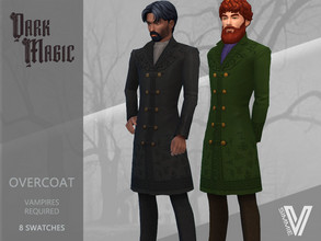 Sims 4 — Dark Magic Overcoat by SimmieV — Recovered from the ashes of a slain vampiric foe, this coat has now be imbued