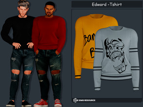 Sims 4 —  Edward T-shirt by couquett —  Edward T-shirt for your male sims - avaible in 16 swatches - new mesh - HQ mod