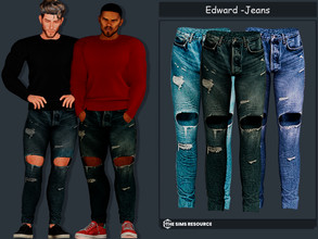 Sims 4 — Edward Denim Jeans by couquett — Edward Denim Jeans for male sims you can get it in 14 colors,with Custom