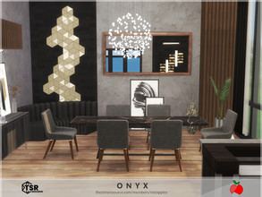 Sims 4 — Onyx dining by melapples — a contemporary black dining room with wood and gold accents. enjoy! 7x6 $ 11891