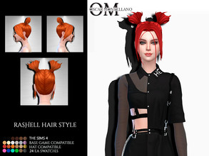 Sims 4 — Rashell Hair Style by Oscar_Montellano — All lods Hat compatible 24 ea swatches BGC