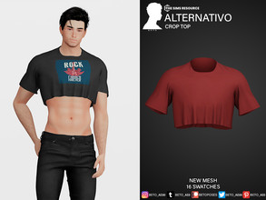 Sims 4 — Alternativo (Crop Top) by Beto_ae0 — Male crop top with prints, Enjoy it - 16 colors - New Mesh - All Lods - All