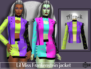 Sims 4 — Lil Miss Frankenstein jacket by akaysims — Halloween jacket with studded spikes inspired by Frankenstein and