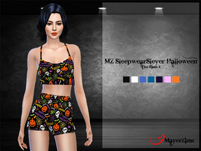 Sims 4 — SleepwearSleyer by MayerZims — Complete costume of shirt and shorts for Halloween to sleep or daily Seven (07)
