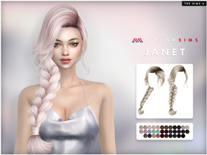 Sims 4 — Janet Hair by TsminhSims — Hair #175 New meshes - 35 colors - HQ texture - Custom shadow map, normal map - All