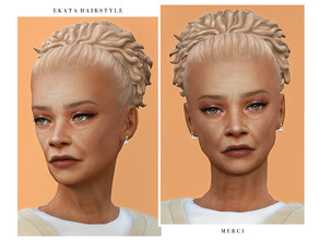 Sims 4 — Ekata Hairstyle by -Merci- — New Maxis Match Hairstyle for Sims4. -24 EA Colours. -For female, teen-elder. -Base