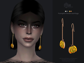Sims 4 — Pumpkin Smile earrings | Simblreen 2022 by sugar_owl — I'm a HUGE Halloween fan, so this month you can expect