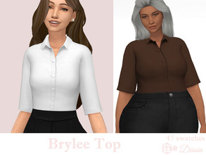 Sims 4 — Brylee Top by Dissia — Short sleeves tucked shirt Available in 47 swatches