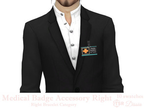 Sims 4 — Medical Badge Male Accessory (Right) by Dissia — Medical badge as an accessory :) Available in 10 swatches Right