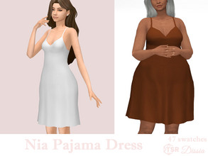 Sims 4 — Nia Pajama Dress by Dissia — Midi pajama dress on straps Available in 47 swatches