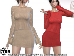 Sims 4 — Crochet Knit Long Sleeve Top by Harmonia — New Mesh All Lods 10 Swatches HQ Please do not use my textures.