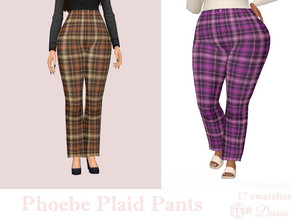 Sims 4 — Phoebe Plaid Pants by Dissia — High waist plaid pants Available in 17 swatches