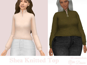 Sims 4 — Shea Knitted Top by Dissia — Long sleeves knitted jumper with zipper Available in 48 swatches