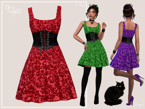 Sims 4 — ThisNight by Paogae — Short dress in six colors, gothic but not too much, you can use it for the Halloween party