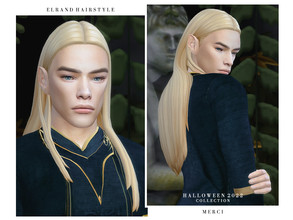 Sims 4 — Elrand Hairstyle by -Merci- — HAPPY HALLOWEEN! New Maxis Match Hairstyle for Sims4. -24 EA Colours. -For male,